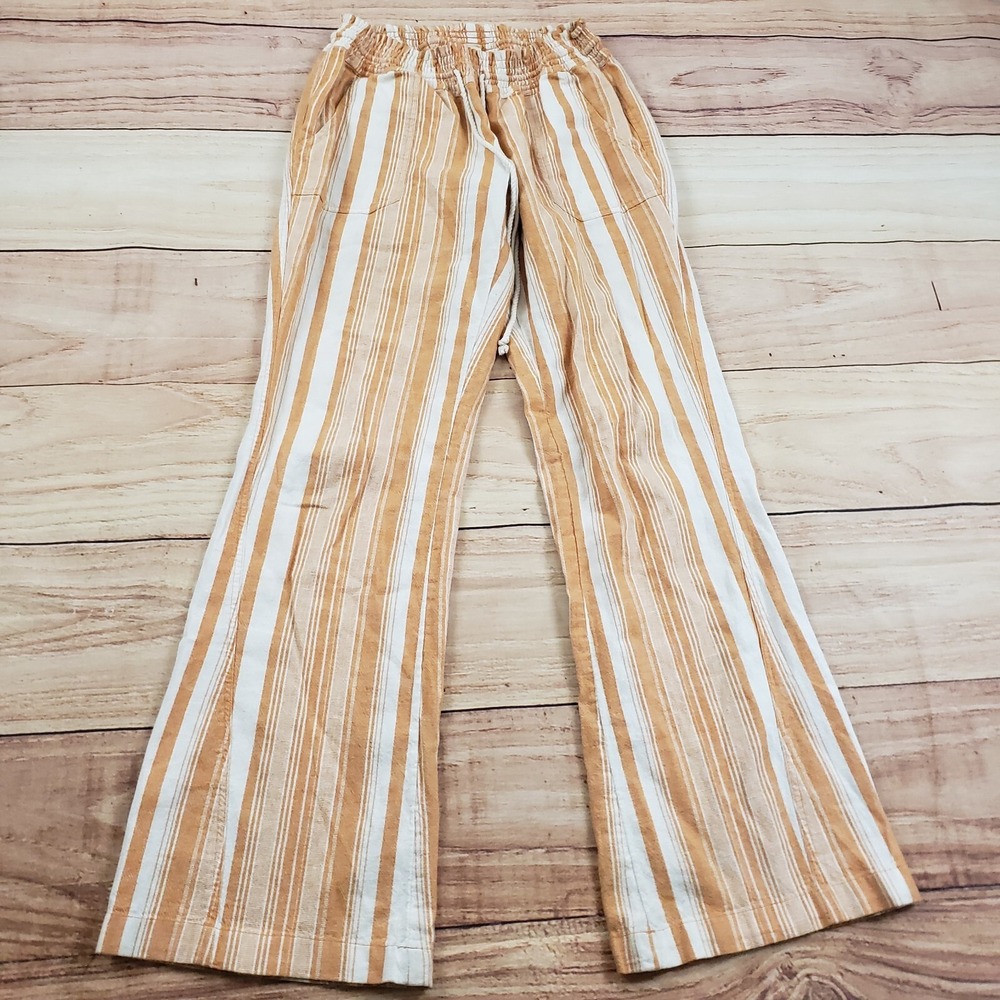 Roxy‎ Pants Womens Large Orange White Wide Leg Surf Surfer Surfing Ladies 27x31